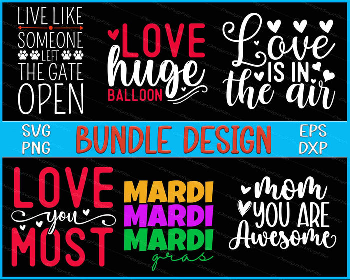 Collection of love-themed text designs with various fonts and colors on a black background.