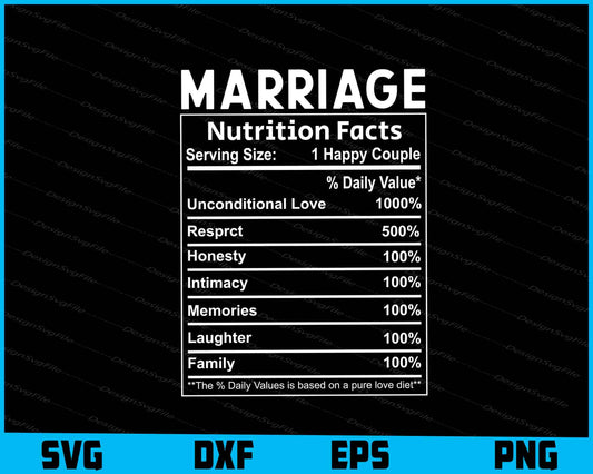 Marriage Nutrition Facts SVG PNG File