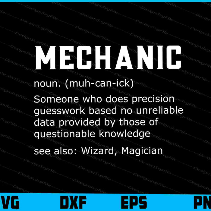 Mechanic Definition Funny Noun Meaning Vintage SVG