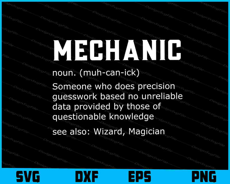 Mechanic Definition Funny Noun Meaning Vintage SVG