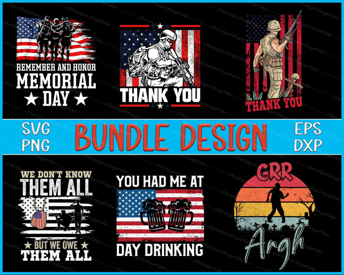 Memorial Day Bundle SVG, 4th of July PNG Zombie