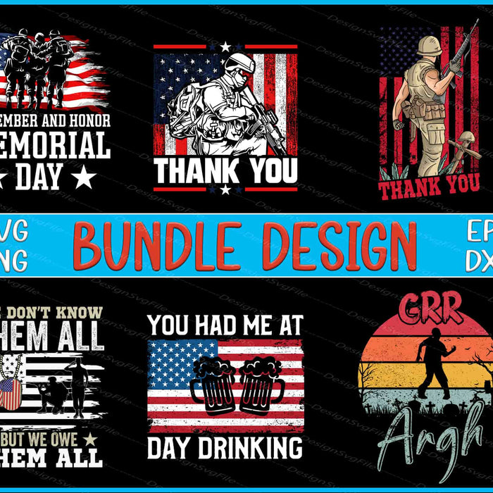 Memorial Day Bundle SVG, 4th of July PNG Zombie