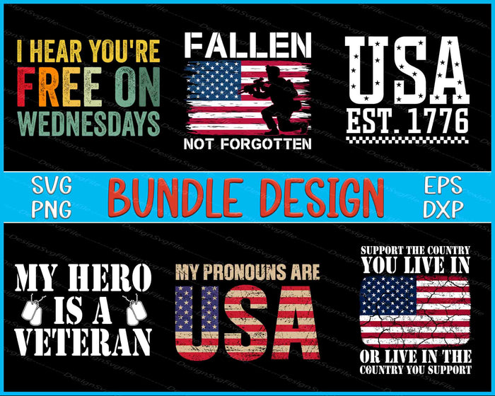 Memorial Day Bundle SVG, USA Flag PNG