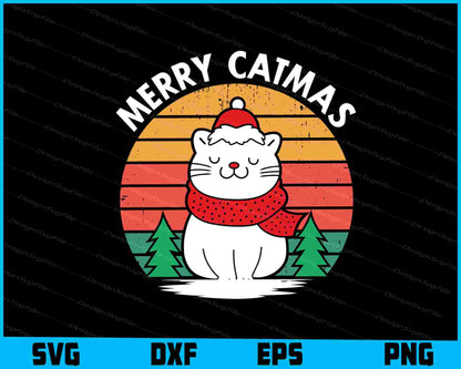 Merry Catmas Vintage Christmas SVG PNG Digital Sublimation Print File  - Premium Cutting Files in SVG, PNG & EPS Formats - Premium SVG Cutting Files for Crafts