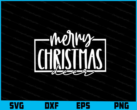 Merry Christmas Deer Svg Design Cricut Printable File  - Premium Cutting Files in SVG, PNG & EPS Formats - Premium SVG Cutting Files for Crafts