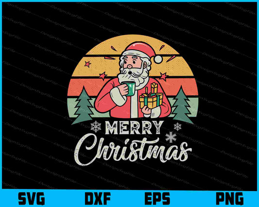 Merry Christmas Santa Vintage SVG PNG Printable File  - Premium Cutting Files in SVG, PNG & EPS Formats - Premium SVG Cutting Files for Crafts