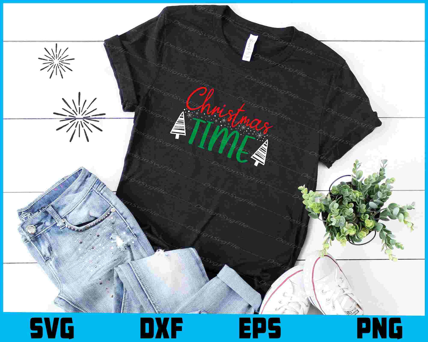 Merry Christmas Time Svg Png Digital Sublimation Print File  - Premium Cutting Files in SVG, PNG & EPS Formats - Premium SVG Cutting Files for Crafts