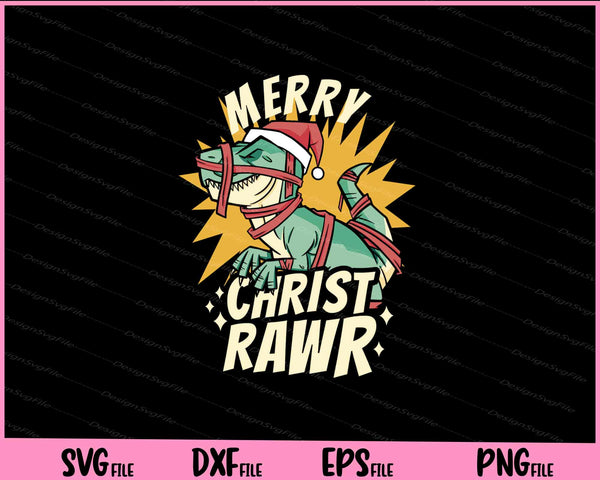 Merry Christmrawr Christmas Dinosaur svg
