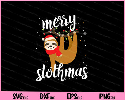 Merry Slothmas Christmas Pajama for Sloth Lovers Svg Cutting Printable Files  - Premium Cutting Files in SVG, PNG & EPS Formats - Premium SVG Cutting Files for Crafts