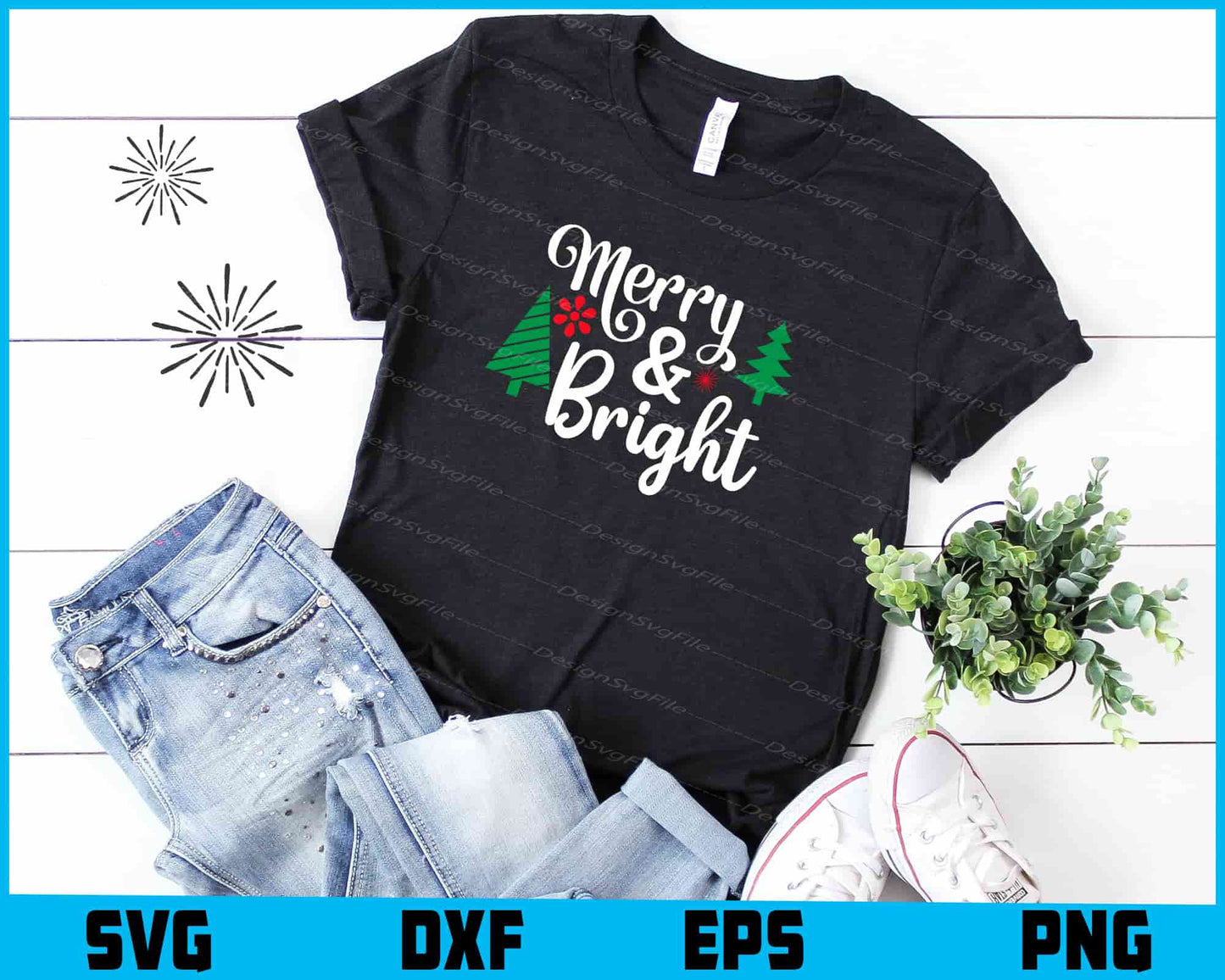 Merry & Bright Christmas Svg Png Dxf Digital Cutting File  - Premium Cutting Files in SVG, PNG & EPS Formats - Premium SVG Cutting Files for Crafts