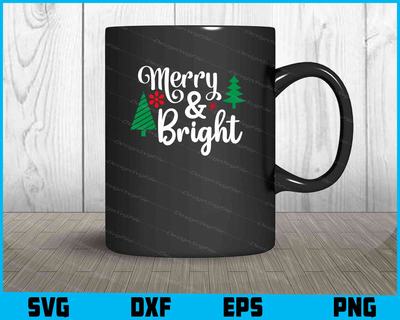 Merry & Bright Christmas Svg Png Dxf Digital Cutting File  - Premium Cutting Files in SVG, PNG & EPS Formats - Premium SVG Cutting Files for Crafts