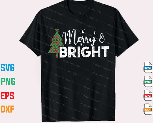 Merry & Bright christmas Svg Cutting Printable File