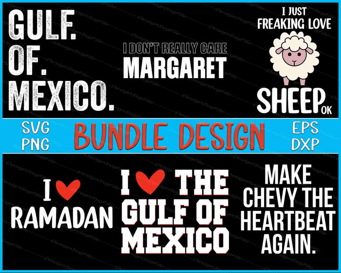 Collection of text-based designs with various phrases and graphics on a black background.