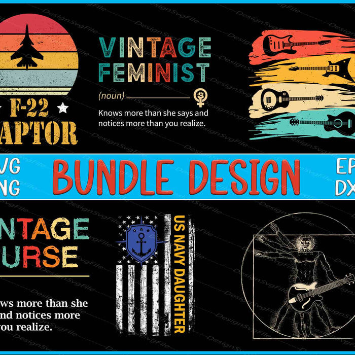 Military Aircraft Bundle SVG, Vintage Guitar PNG Music