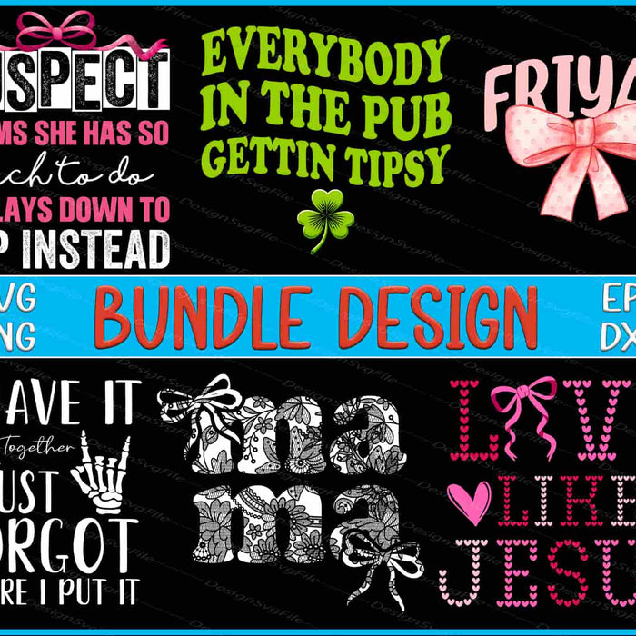 Collection of humorous and decorative text designs with various fonts and colors on a black background.