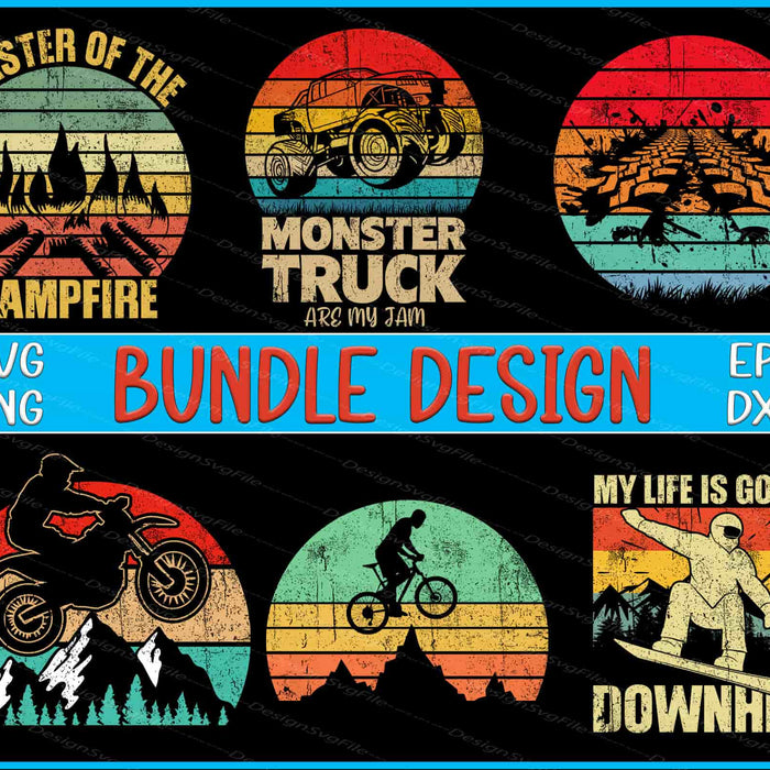 Monster Truck Bundle SVG, Mountain Bike Vintage PNG