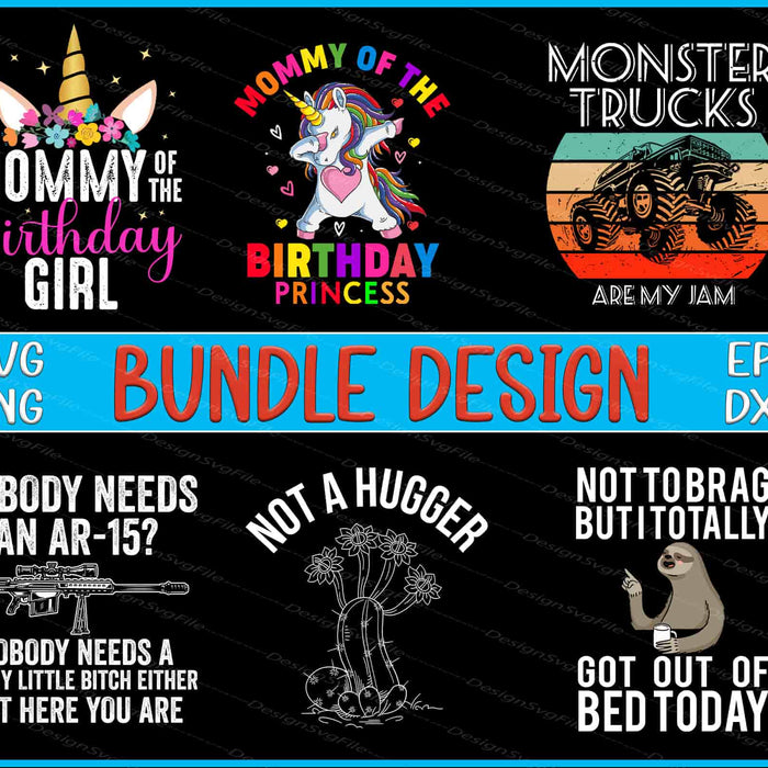 Collection of graphic designs with text and icons on a black background, featuring various phrases and images.