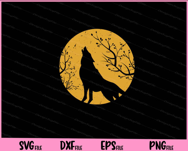 Moon Howling Wolf Silhouette  svg
