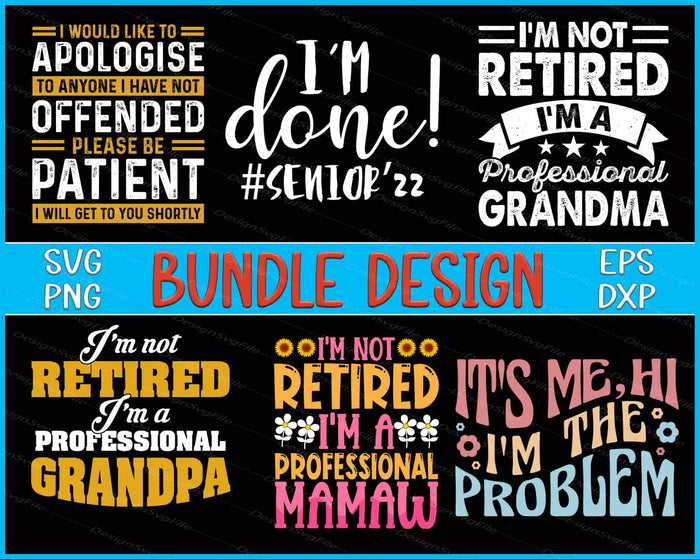 Collection of humorous text designs with various sayings on a black background.