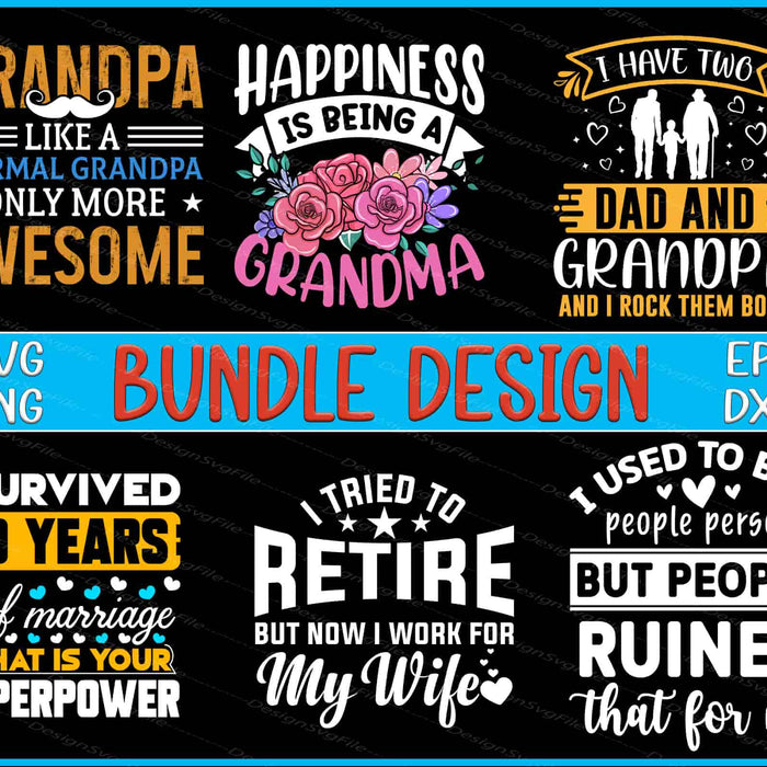 Collection of humorous and motivational quotes for Grandpa on a black background with text overlay.