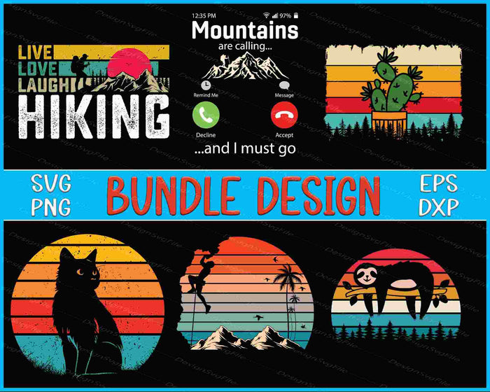 Mountains Bundle SVG Hiking PNG