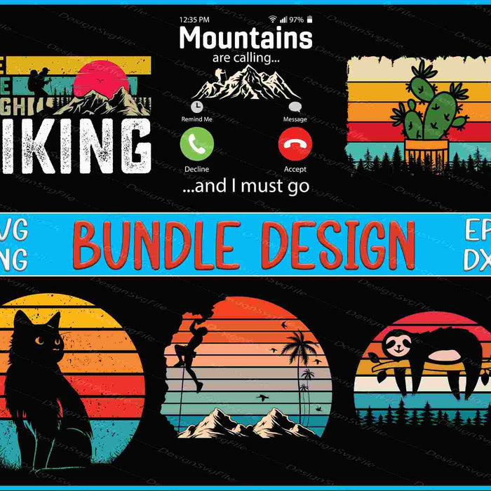 Mountains Bundle SVG Hiking PNG