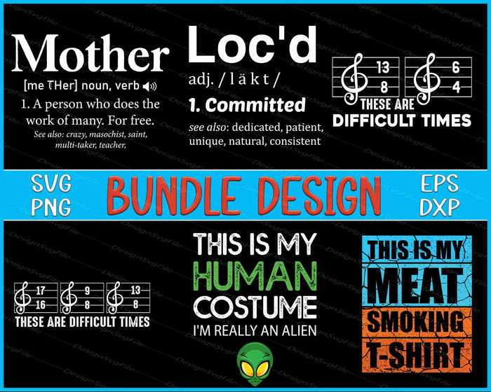 Collection of text-based graphics with definitions and phrases on a black background.