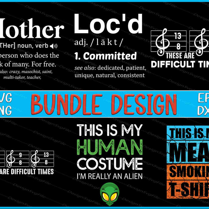 Collection of text-based graphics with definitions and phrases on a black background.