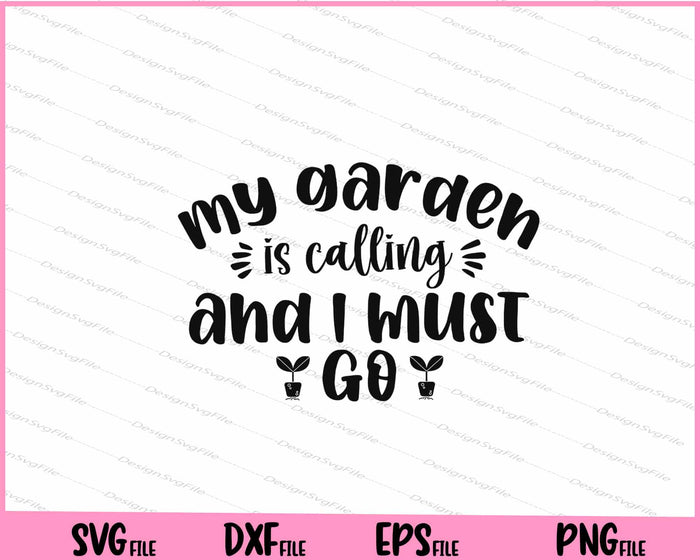 Collection of gardening-themed quotes in SVG, PNG, EPS, and DXF formats on a white background.