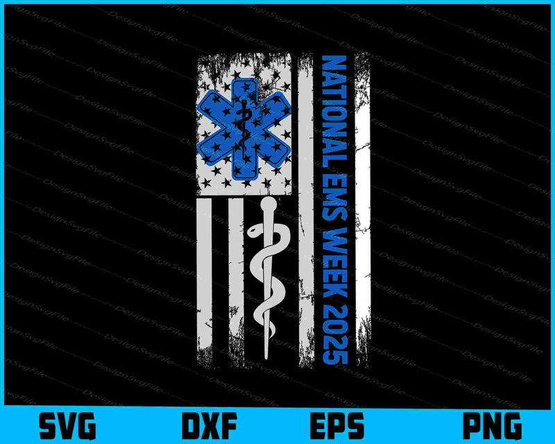 National EMS Week 2025 USA Flag SVG