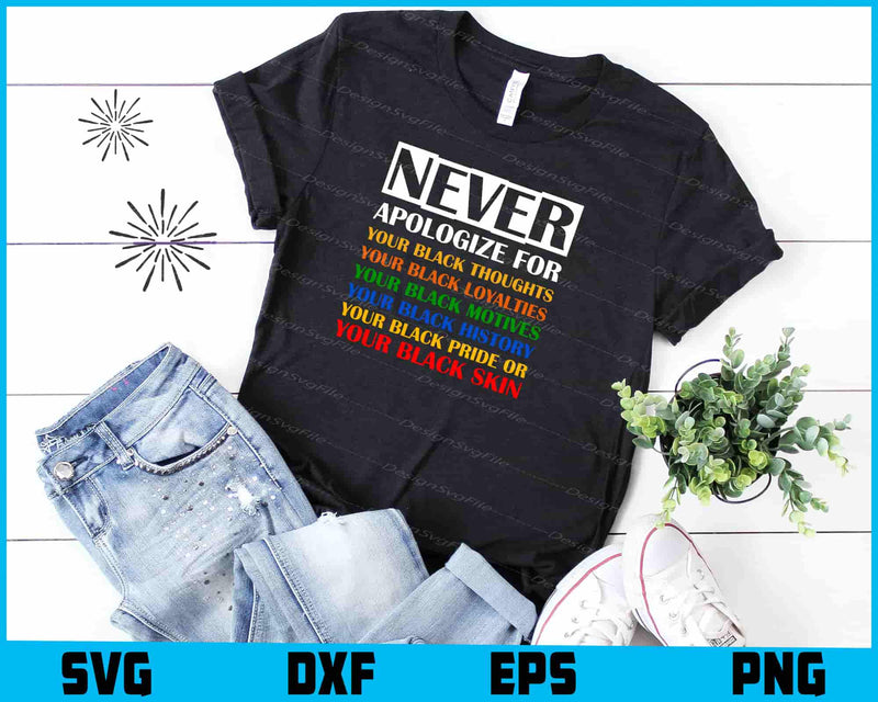 Never Apologize For Your Black Thoughts SVG