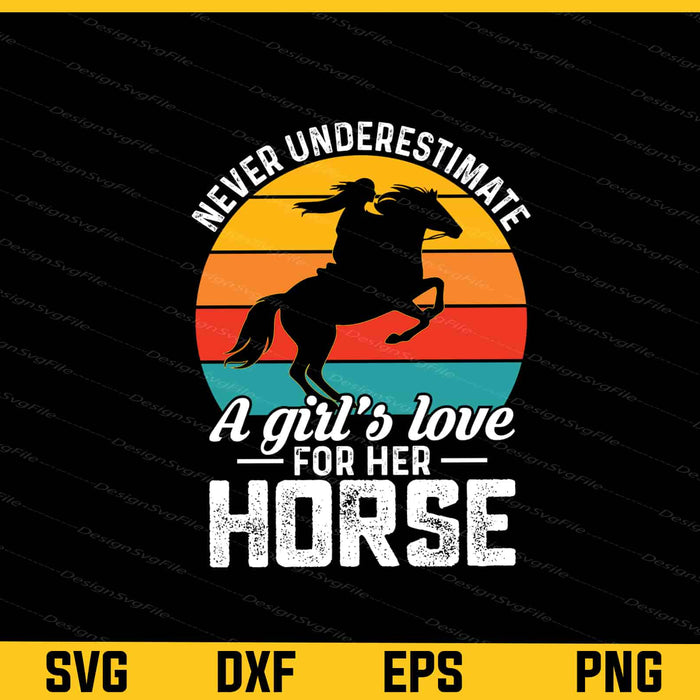 Never Underestimate A Girl A Love Horse Svg Cutting Printable File  - Premium Cutting Files in SVG, PNG & EPS Formats - Premium SVG Cutting Files for Crafts