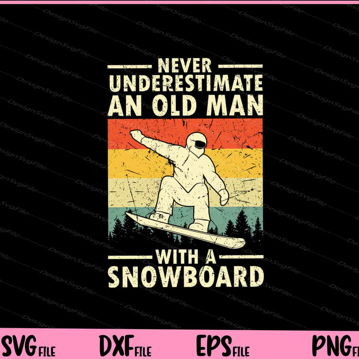 Never Underestimate An Old Man With A Snowboard Svg Cutting Printable Files  - Premium Cutting Files in SVG, PNG & EPS Formats - Premium SVG Cutting Files for Crafts