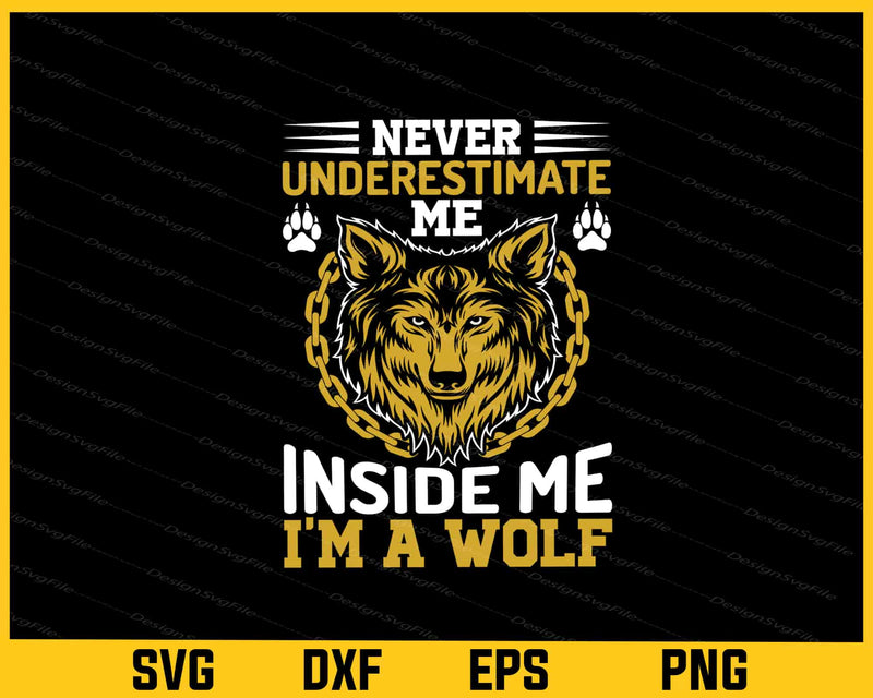 Never Underestimate Me I’m A Wolf Svg Cutting Printable File
