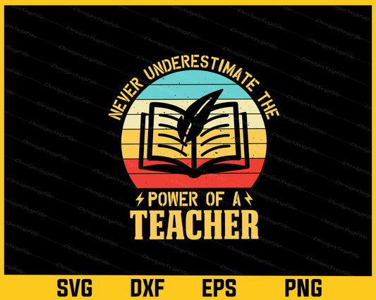 Never Underestimate Power Teacher Svg Cutting Printable File  - Premium Cutting Files in SVG, PNG & EPS Formats - Premium SVG Cutting Files for Crafts