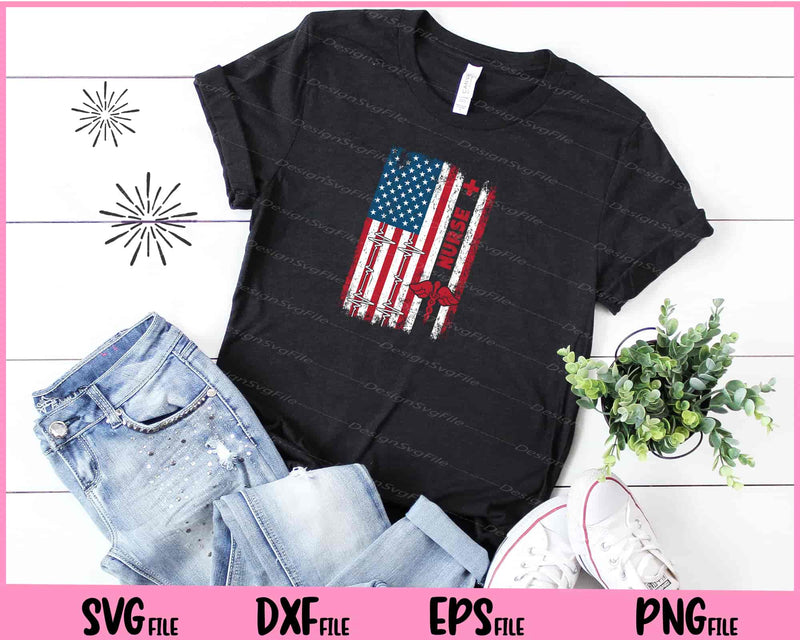 Nurse American Flag Shirt ICU EMS RN USA Patriotic Svg Cutting Printable File  - Premium Cutting Files in SVG, PNG & EPS Formats - Premium SVG Cutting Files for Crafts