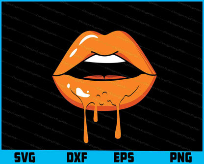 Orange Ombre Dripping Lips SVG PNG Printable File  - Premium Cutting Files in SVG, PNG & EPS Formats - Premium SVG Cutting Files for Crafts