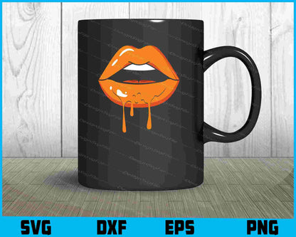 Orange Ombre Dripping Lips SVG PNG Printable File  - Premium Cutting Files in SVG, PNG & EPS Formats - Premium SVG Cutting Files for Crafts