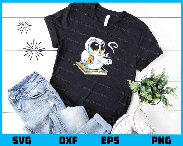 Owl Biooks And Coffee Fun Svg Cutting Printable File  - Premium Cutting Files in SVG, PNG & EPS Formats - Premium SVG Cutting Files for Crafts
