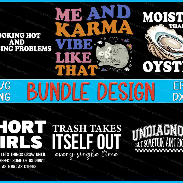 Collection of humorous and quirky text designs with graphics on a black background.