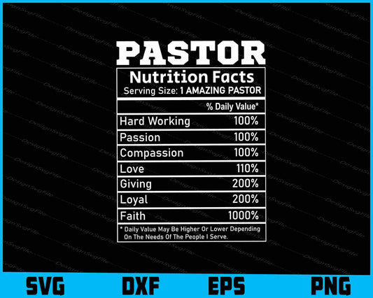 Pastor Nutrition Facts SVG