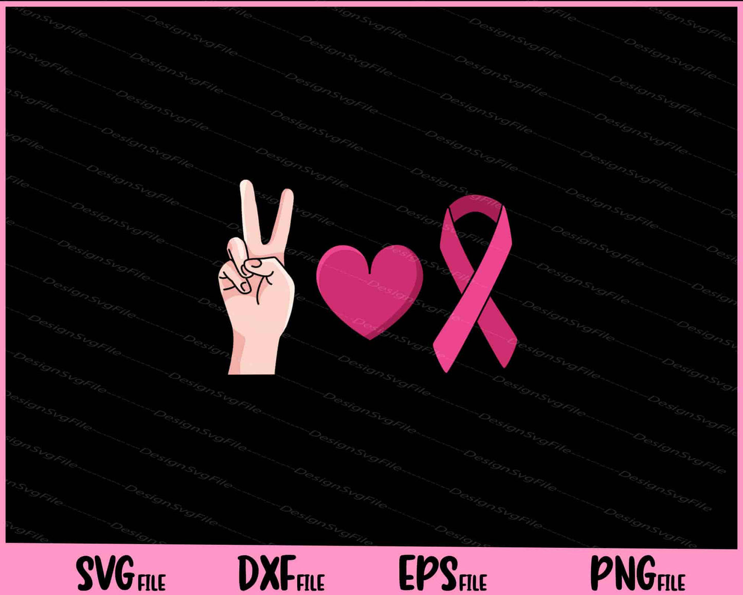 Peace Love Breast Cancer Awareness Svg Cutting Printable Files  - Premium Cutting Files in SVG, PNG & EPS Formats - Premium SVG Cutting Files for Crafts