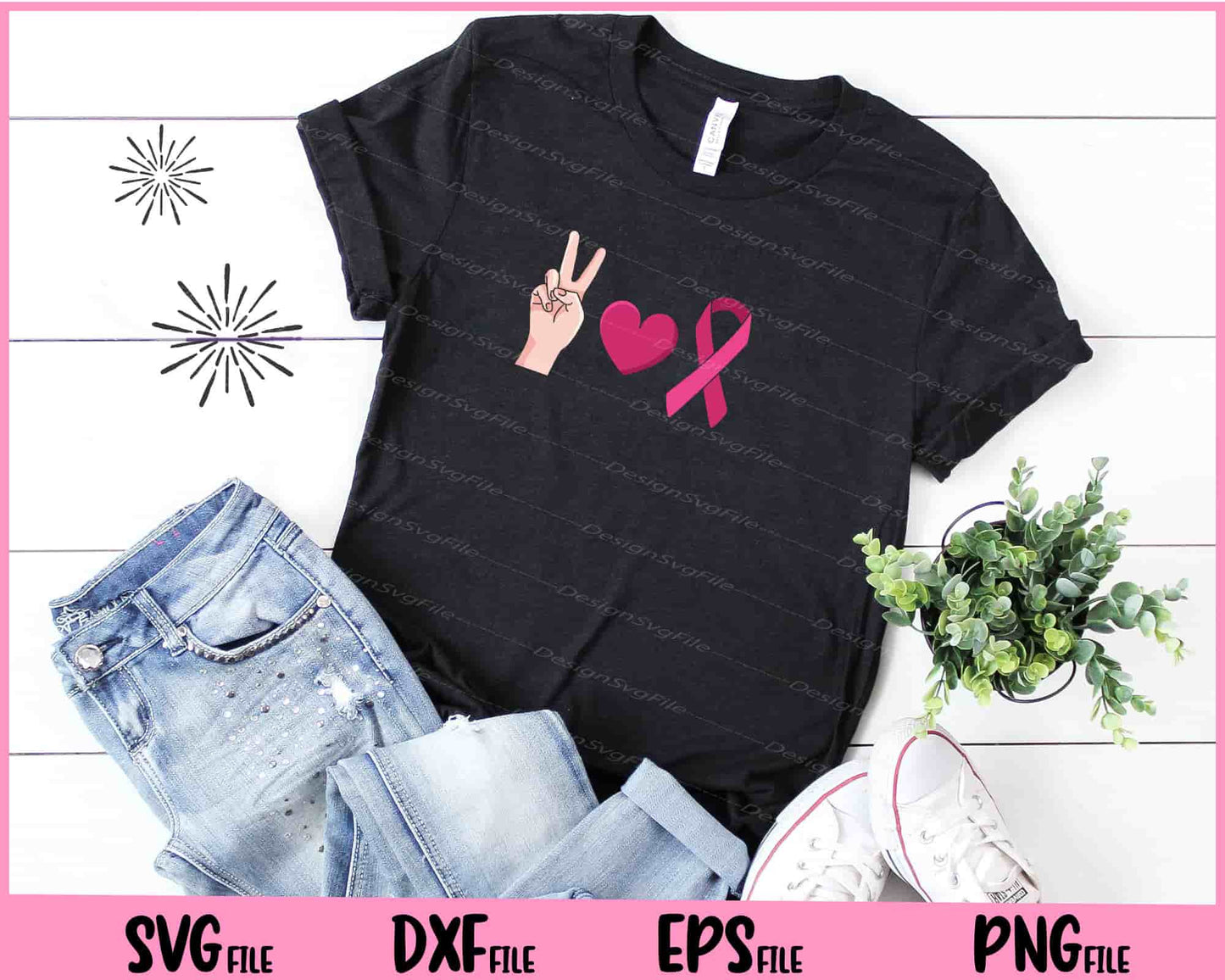 Peace Love Breast Cancer Awareness Svg Cutting Printable Files  - Premium Cutting Files in SVG, PNG & EPS Formats - Premium SVG Cutting Files for Crafts