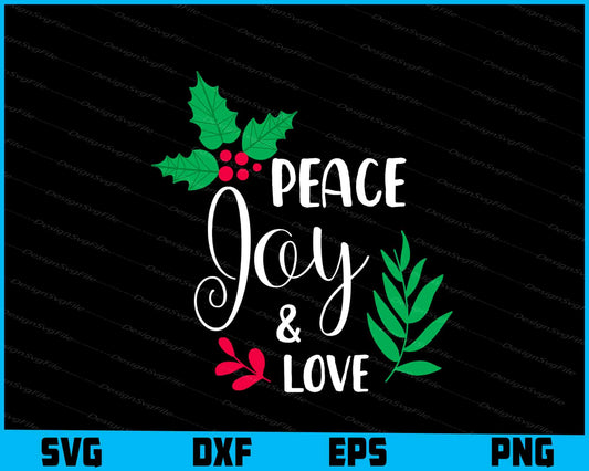 Peace, Love & Joy Christmas SVG, For Cricut, For Silhouette, Cut Files  - Premium Cutting Files in SVG, PNG & EPS Formats - Premium SVG Cutting Files for Crafts