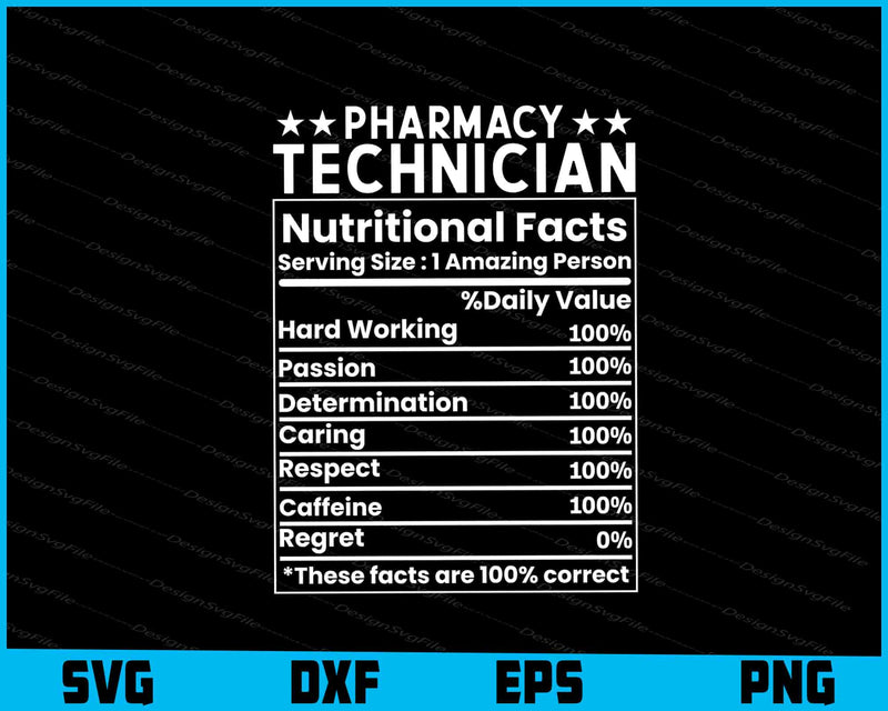 Pharmacy Technician Nutrition Facts SVG PNG File