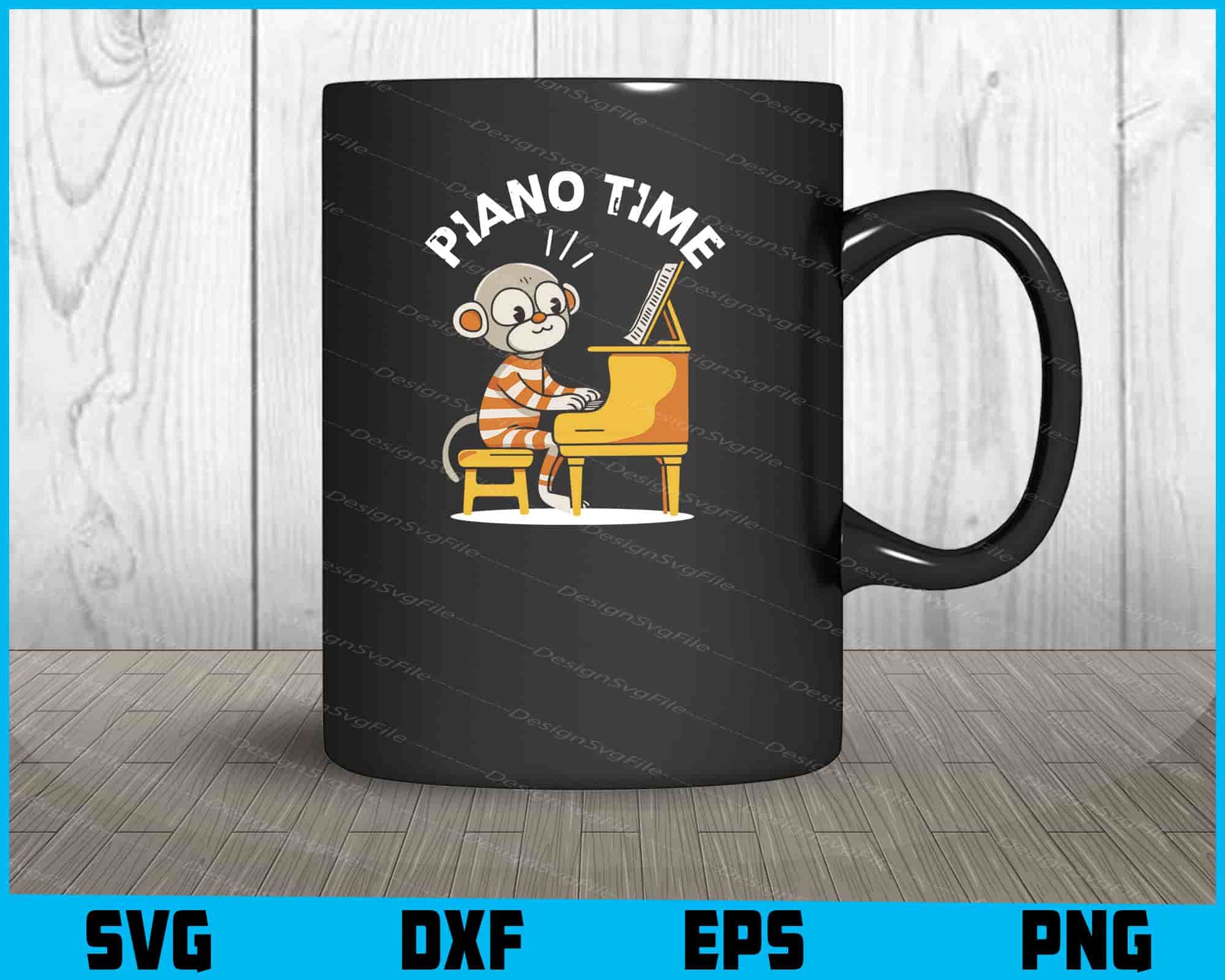 Piano Time Cute Monkey Playing SVG PNG Printable File  - Premium Cutting Files in SVG, PNG & EPS Formats - Premium SVG Cutting Files for Crafts