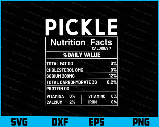 Pickle Calories Nutrition Facts SVG PNG File