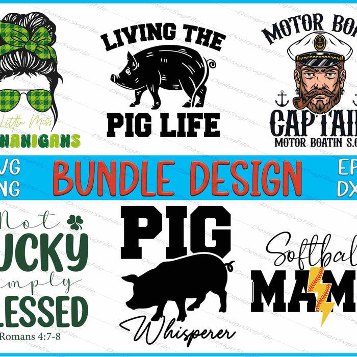 Collection of humorous and themed SVG designs with text and graphics on a white background.