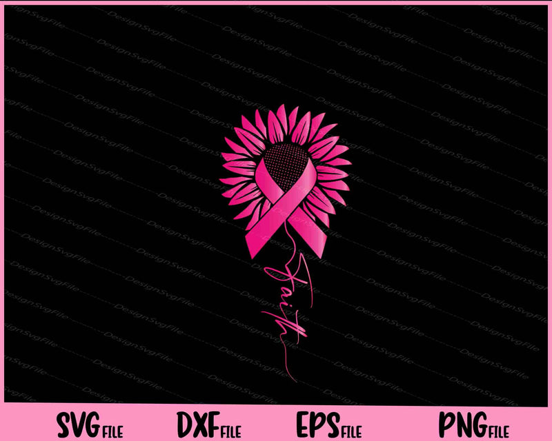 Pink Ribbon Daisy Faith Breast Cancer Sunflower svg