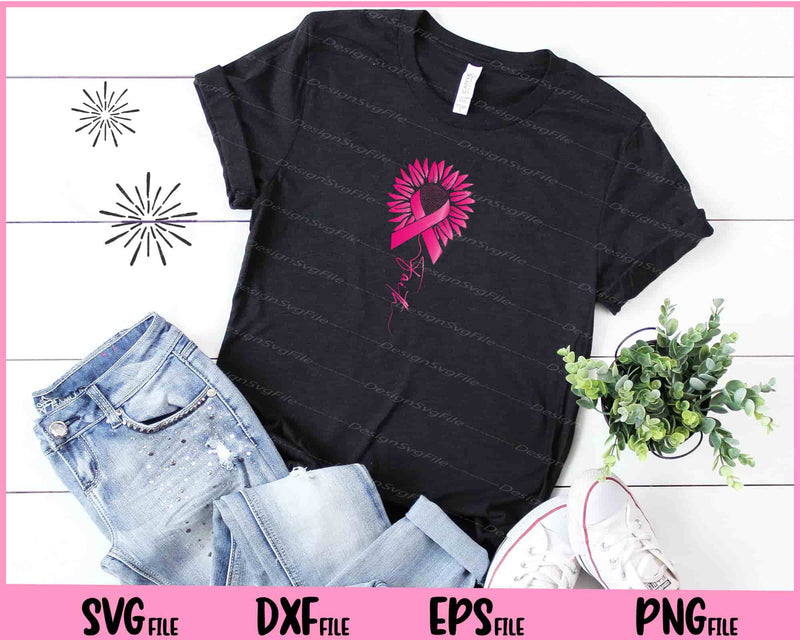 Pink Ribbon Daisy Faith Breast Cancer Sunflower t shirt